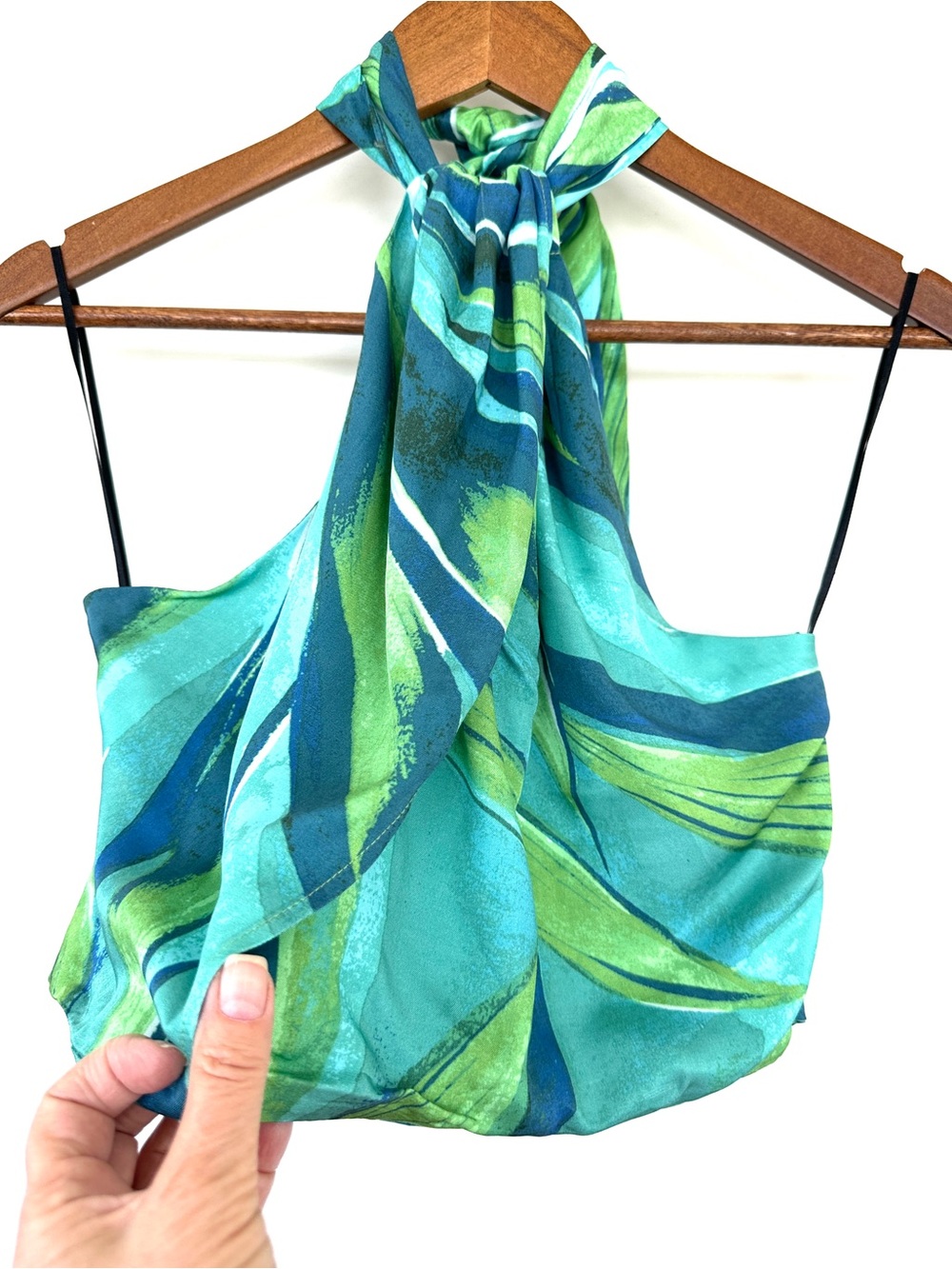 H&M Green and Teal Striped Halter Top, Cropped - Picture 3 of 11